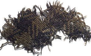 Woollen cloth fragment with a simple check design, from the mouth of a pot containing a hoard of Roman coins, from Falkirk, c.230 AD by Roman