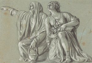 Two Kneeling Figures with Offerings by Roman 18th Century