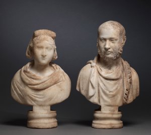 Portrait Bust of an Aristocratic Woman and Portrait Bust of an Aristocratic Man by Roman Imperial Period
