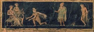 The Musical Contest between Apollo and Marsyas by Roman Pompeian wall painting.
