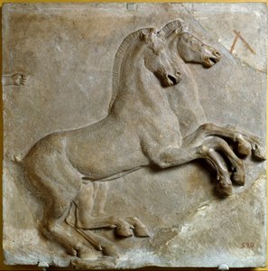 Bige (Two-Wheeled Roman Tank Pulled by Two Horses) (relief) by Roman Roman