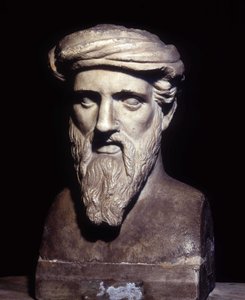 Bust of Pythagoras (-6th century), Greek Philosopher and Mathematician, Musei Capitolini, Rome by Roman Roman