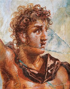 Detail of a fresco depicting Alexander, from the Marriage of Alexander and Stateira