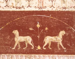 Fresco Decoration from Hall of Tablino, House of Marcus Lucretius Fronto, Pompeii, Campania, Roman Civilization by Roman Roman