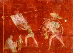Fresco Depicting Laundrymen, from Pompeii by Roman Roman