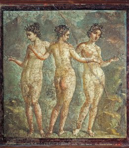 Fresco Depicting Three Graces, from Pompei, Italy by Roman Roman
