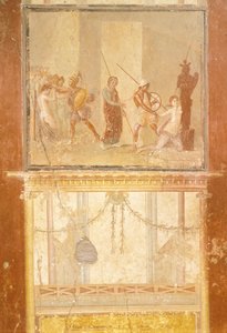 Fresco Depicting Meeting of Priam, Menelaus and Helen and Arisace Chasing Cassandra, from House of Menander, Pompeii, Campania, Roman Civilization by Roman Roman