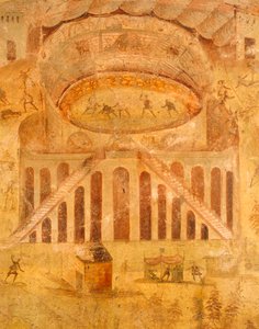 Fresco depicting quarrel between Pompeians and Nocerini in amphitheater by Roman Roman