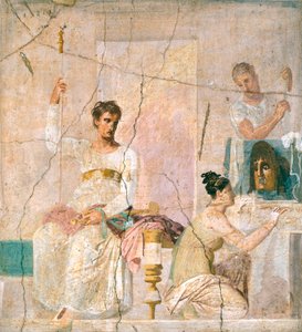 Fresco Depicting Theater Scene, from Basilica of Herculaneum (UNESCO World Heritage) by Roman Roman