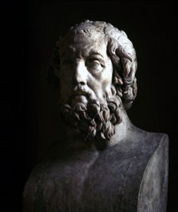 Imaginary portrait of Blind Homer. Reproduction of the Hellenistic period of a bust dating from the 2nd century BC by Roman Roman
