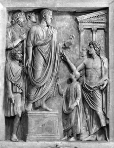 Marcus Aurelius (AD 121-180) Delivering a Speech at the Forum, or Hadrian (AD 76-138) Delivering a Funeral Oration for Sabine, probably 3rd or 4th century AD