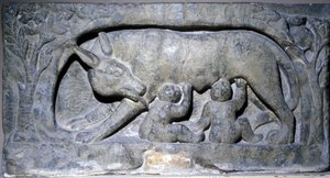 Relief in Limestone of Lupercal: Wolf with Romulus and Remus, Museum of Avenches by Roman Roman