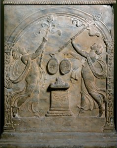 Roman art: funerary altar representing two dancing menades by Roman Roman