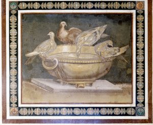 Roman Mosaic Representing 4 Doves by Roman Roman