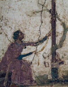 Woman at Sacred Tree (fragment of fresco from Pompeii, Roman civilization) by Roman Roman