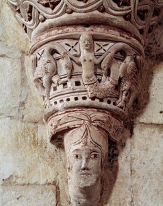 A mermaid, carved capital of the chancel