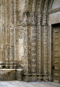 Detail of the facade left side of the portal of the Basilica, early 12th century