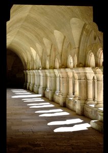 Romanesque architecture: gallery of the cloister of the Cistercian abbey of Fontenay, Burgundy by Romanesque