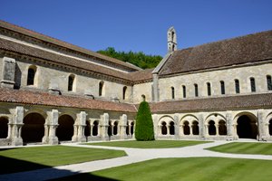 Romanesque architecture: View of the cloister and the buildings of the Cistercian abbey of Fontenay, Burgundy by Romanesque