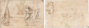 Romulus and Remus Found by Faustulus (recto) Concentric Circles (verso) by Romanino