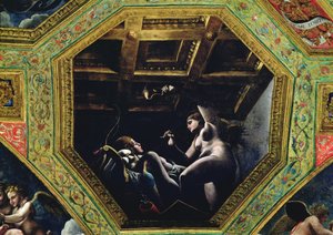 Chamber of Cupid and Psyche, Psyche contemplating Cupid by Romano Giulio