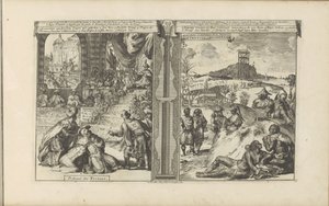 Tribunal in Persia; Khoikhoi and Guineans by Romeyn de Hooghe