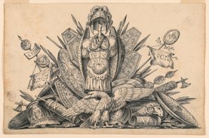 A Trophy of Weapons Intended to be Executed in Painting by Romolo Achille Liverani