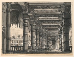 Stage Design, Loggia with Fountain in an Oriental Palace