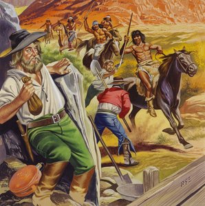 Jacob Waltz and His Friend Being Attacked by Apache Indians by Ron Embleton