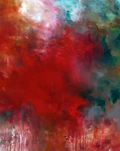 Dynamic Red Abstract Energy by Ron Halfant