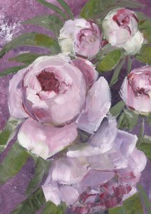 Painterly Pink Peonies by Rosana Laiz Blursbyai