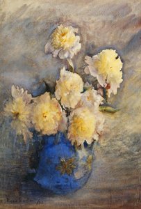 Peonies in a Blue Vase