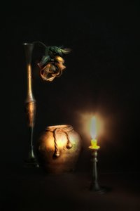Dried Rose Candle Glow by Rucsandra Silvia Calin