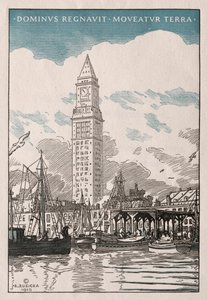 The Custom House Tower from the Waterside by Rudolph Ruzicka