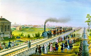 Opening of the First Railway Line from St Petersburg to Pavlovsk, Russia, 1830s by Russian Master
