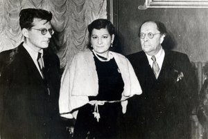 The Composer Dmitri Dmitriyevich Shostakovich, singer Maria Maksakova and writer Aleksei Nikolayevich Tolstoy by Russian Photographer
