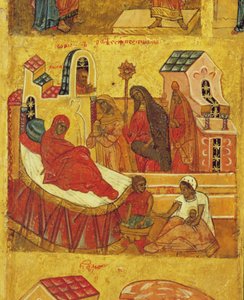 Icon Depicting the Birth of the Virgin (detail)