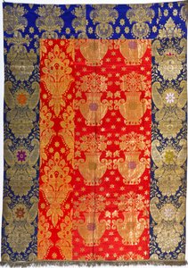 Several Brocade Covers Woven with Gilt Thread, with Satin and Damask by Russian School