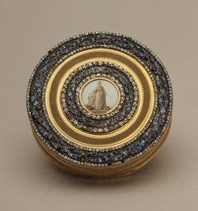 Snuffbox with later miniature of a monument to Catherine II, by Johann Gottlieb Scharff, St. Petersburg, 1776 by Russian School