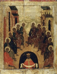 The Descent of the Holy Spirit on the Apostles, c. 1410 by Russian icon.