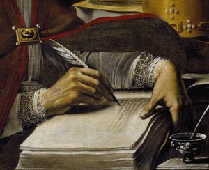 Hands, Writing with Quill Pen (detail)