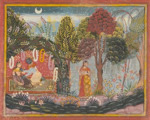 Krishna and Radha in a Bower: Page From a Dispersed Gita Govinda