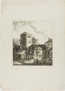 Procession through a Rustic Gate by Salomon Gessner