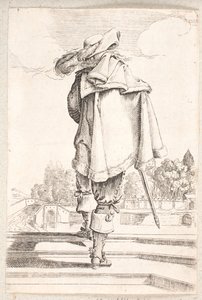 Man Seen from Back Walking Up Flight of Three Steps by Salomon Savery