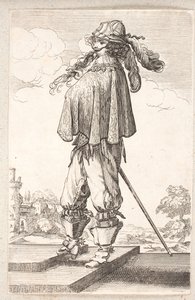 Man, Profile to the Left, with Sword and Feathered Hat, Climbing Two Steps by Salomon Savery