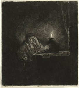 Student at a Table by Candlelight by Salomon Savery