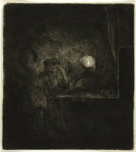 Student at a Table by Candlelight
