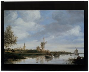 River Landscape with Windmill