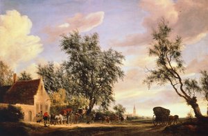 White Swan Inn, by Salomon van Ruysdael by Salomon van Ruisdael or Ruysdael