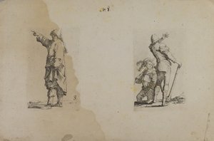 Standing Man with Long Hat, Pointing by Salvator Rosa